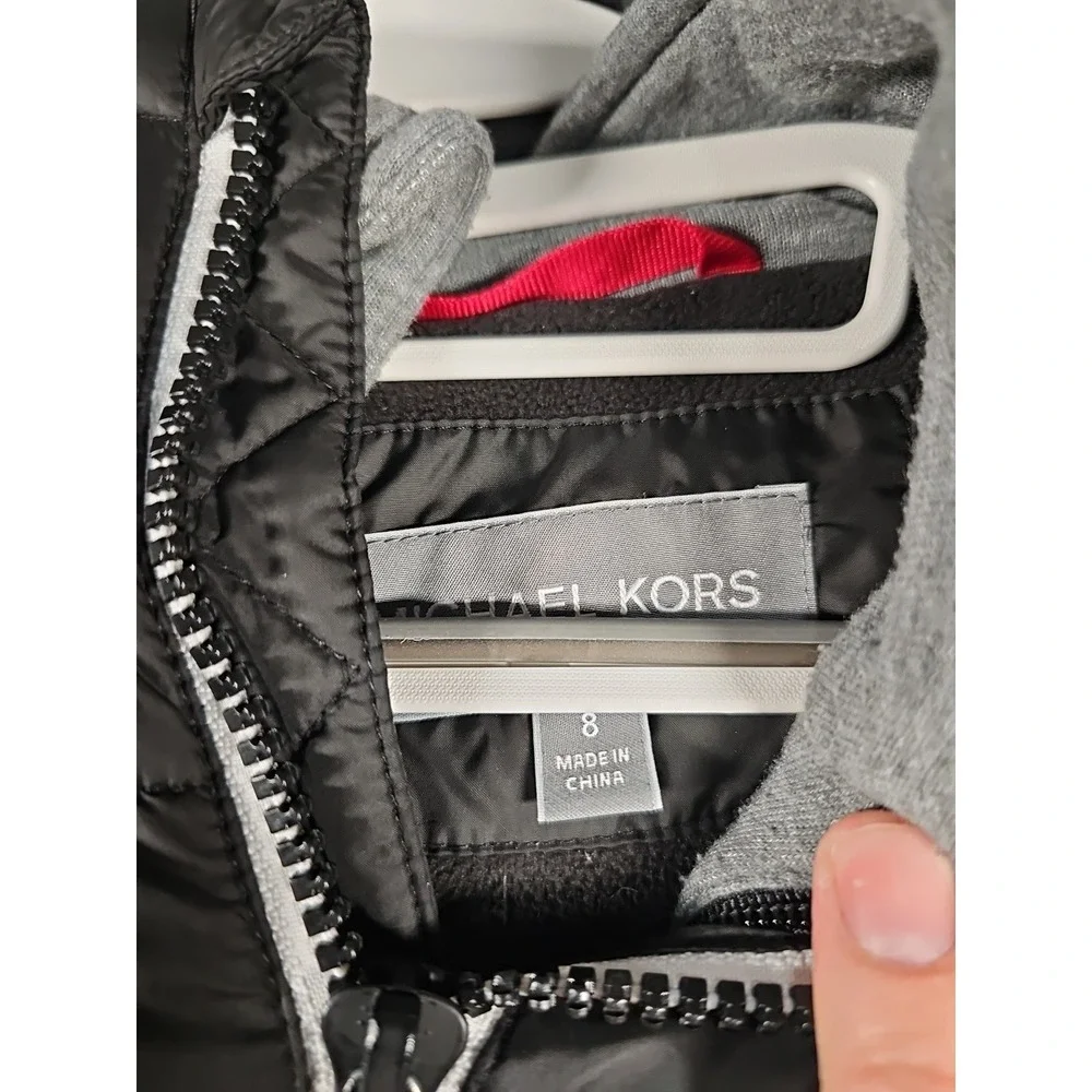 Michael Kors Girls Down Jacket Black Puffer Coat 8 Hooded‎ Full-Zip Lightweight